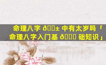 命理八字 🐱 中有太岁吗「命理八字入门基 🐅 础知识」